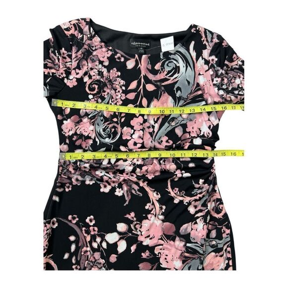 Connected Floral Black and‎ Pink Sheath Stretch Dress Sz 4P 4 Petite NEW - Picture 6 of 9